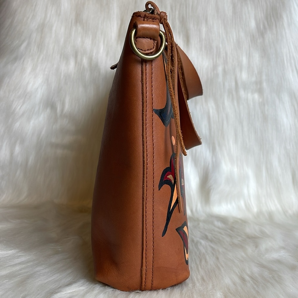 Floral Brown Leather Crossbody Bag - Picture 9 of 15